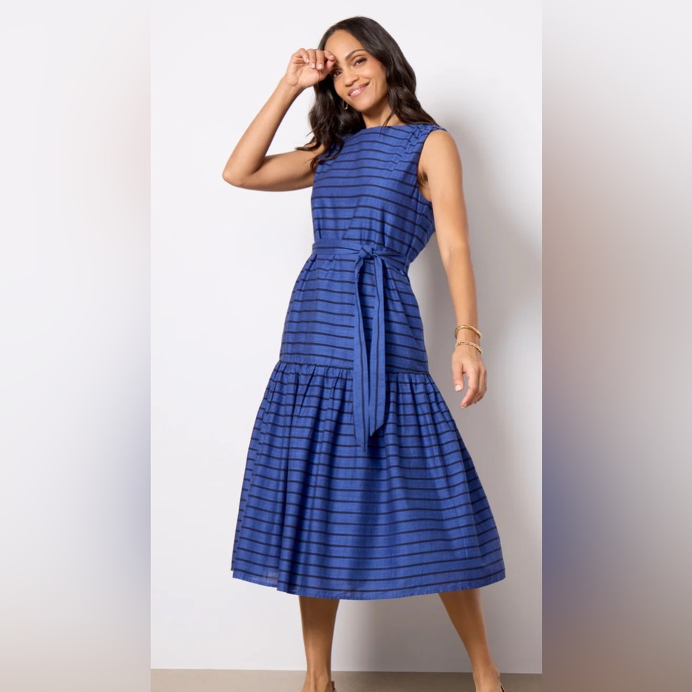 Evereve Navy Striped Maxi Dress